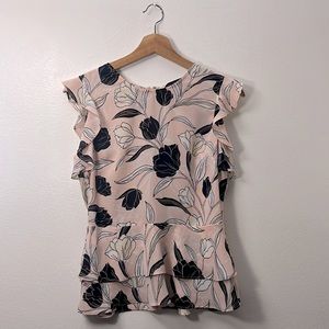 Banana Republic flower print, pep plum top